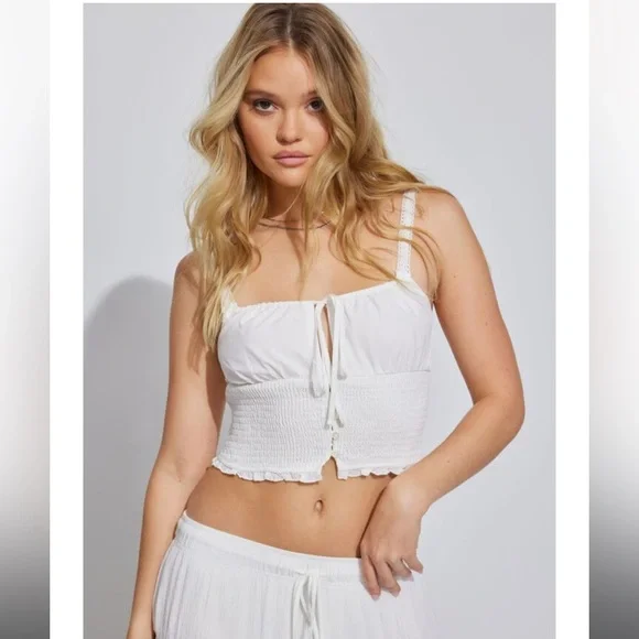 Garage White Smocked Cami Top - Picture 2 of 4